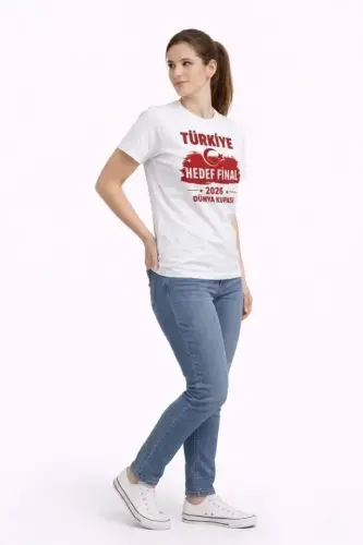 TÜRKİYE Baskılı Tişört Ay Yıldız 2026 Dünya Kupası Taraftar Forma T-Shirt - Beyaz - BÜYÜKBEDENIZ (1)