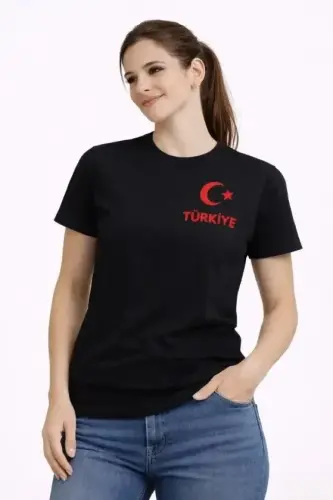 TÜRKİYE Moon Star Printed Fan Jersey T-Shirt - Black - 1
