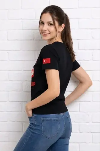 Türkiye World Cup 2026 Baskılı Tişört Futbol Temalı Forma T-Shirt - Siyah - BÜYÜKBEDENIZ (1)
