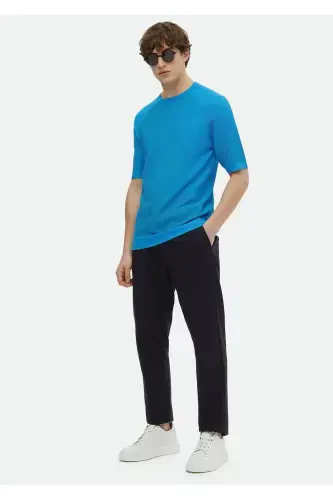 Turkuaz Bisiklet Yaka Jakarlı Triko-Turkuaz - RAMSEY (1)