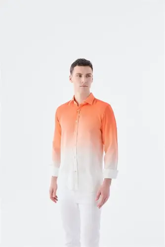 Turkuaz Comfort Fit Düğmeli Yaka Kolay Ütülenebilir Gömlek 