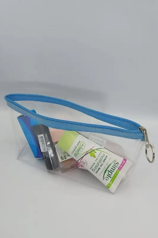 Turkuaz, Şeffaf Üçgen Makyaj Çantası-Turkuaz_şeffaf - 5