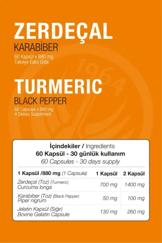 Turmeric Black Pepper 60 Capsules 880 mg Curcumin - 3