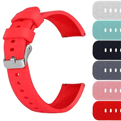 18mm 20mm 22mm Width Silicone Quick Release Wristband Replacement Sports Straps Bracelet Watch Band Women Men Strap with Quick Release Pins for Smartwatch 