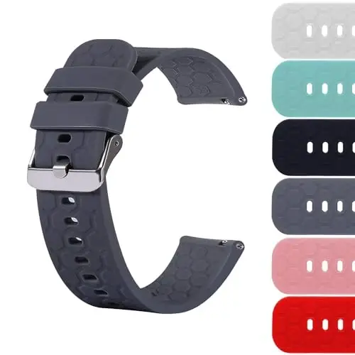 18mm 20mm 22mm Width Silicone Quick Release Wristband Replacement Sports Straps Bracelet Watch Band Women Men Strap with Quick Release Pins for Smartwatch 