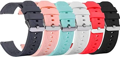 18mm 20mm 22mm Width Silicone Quick Release Wristband Replacement Sports Straps Bracelet Watch Band Women Men Strap with Quick Release Pins for Smartwatch 
