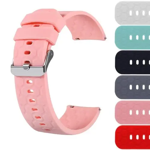Turnwin 18mm 20mm 22mm Width Silicone Quick Release Wristband Replacement Sports Straps Bracelet Watch Band Women Men Strap with Quick Release Pins for Smartwatch - Modazone