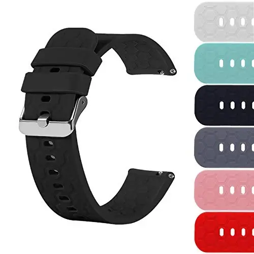 Turnwin 18mm 20mm 22mm Width Silicone Quick Release Wristband Replacement Sports Straps Bracelet Watch Band Women Men Strap with Quick Release Pins for Smartwatch 