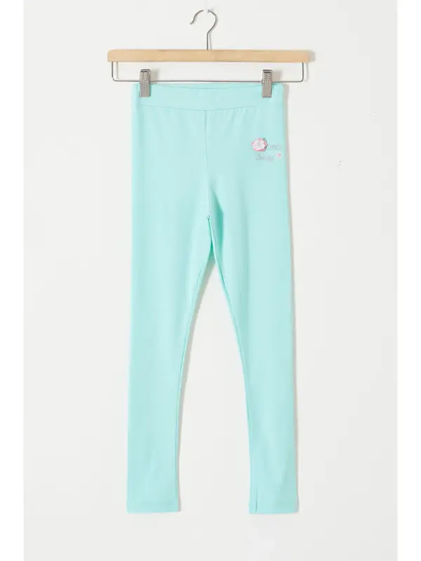 Turquoise Aqua Green Flower Embroidered Detailed Girls Leggings 18307-Turquoise - LC WAIKIKI