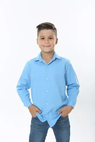 Turquoise Color Kids Shirt-turquoise - 1