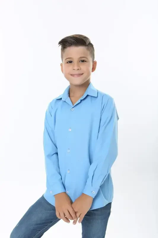 Turquoise Color Kids Shirt-turquoise - 3
