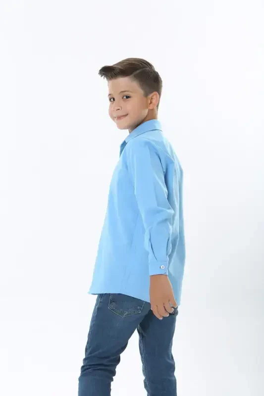 Turquoise Color Kids Shirt-turquoise - 7