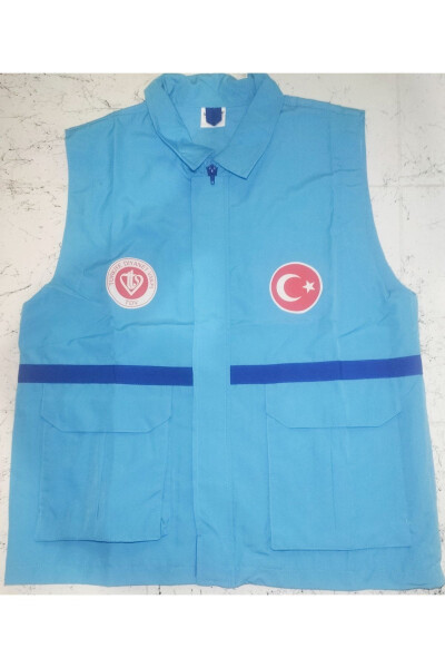 Turquoise colored Hajj and Umrah vest, printed with the Turkish Directorate of Religious Affairs - 1