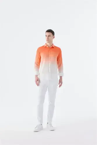 Turquoise Comfort Fit Button-Down Collar Easy Iron Shirt - 3