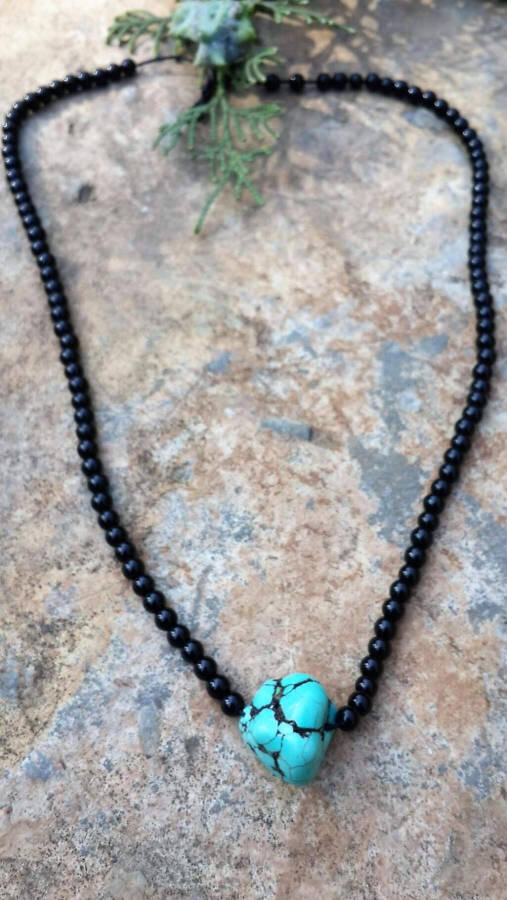 Turquoise Natural Stone Onyx Women's Necklace - 1