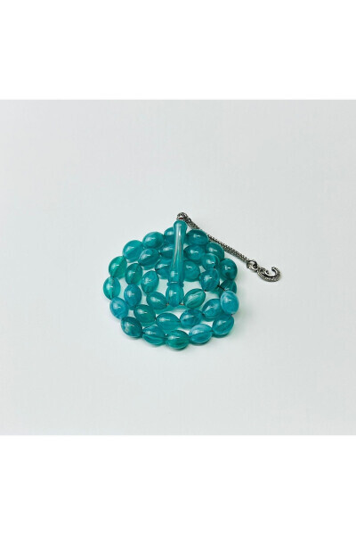 Turquoise Oval Cut Amber Rosary - HAN TICARETHANE (1)