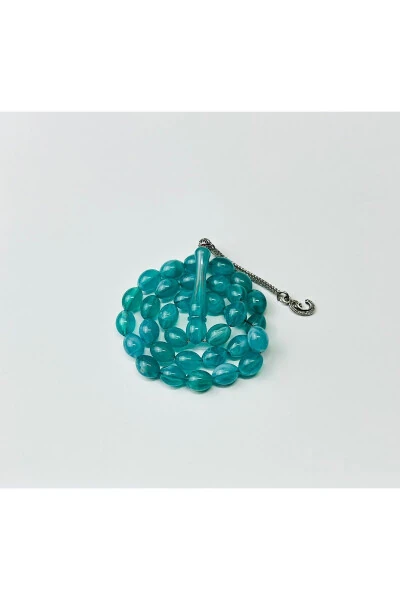 Turquoise Oval Cut Amber Rosary - HAN TICARETHANE (1)