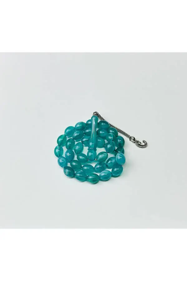 Turquoise Oval Cut Amber Rosary - 2
