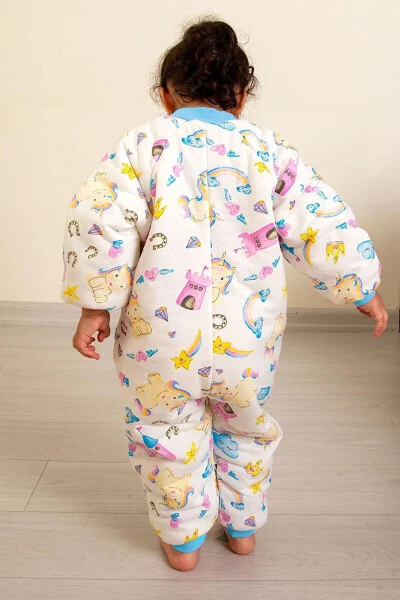 Turquoise Striped Unicorn Patterned Girls Sleepsuit - MIKA BEBEK & ÇOCUK (1)