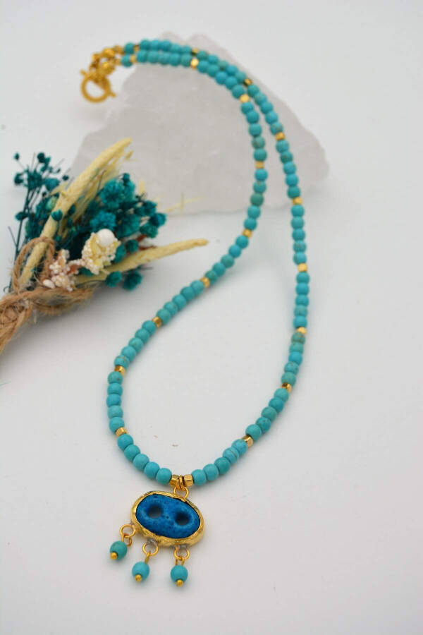 Turquoise Syriac Eye of Protection and Healing Necklace - 1