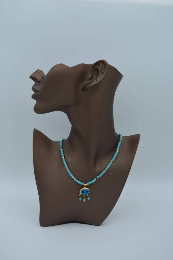 Turquoise Syriac Eye of Protection and Healing Necklace - 4