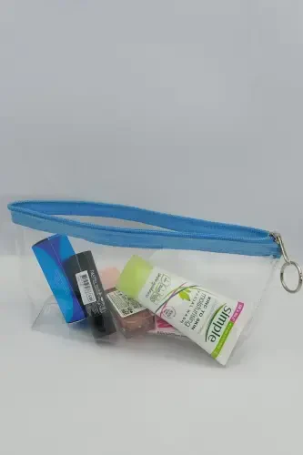 Turquoise, Transparent Triangle Makeup Bag-Turquoise_transparent - 1
