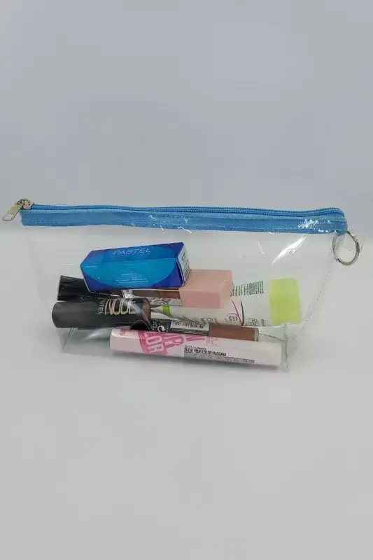 Turquoise, Transparent Triangle Makeup Bag-Turquoise_transparent - 2