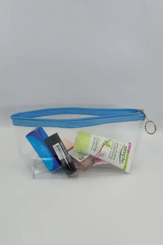 Turquoise, Transparent Triangle Makeup Bag-Turquoise_transparent - 3