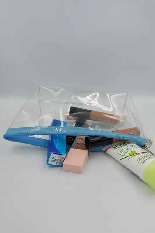 Turquoise, Transparent Triangle Makeup Bag-Turquoise_transparent - 4