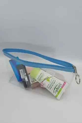 Turquoise, Transparent Triangle Makeup Bag-Turquoise_transparent - 5