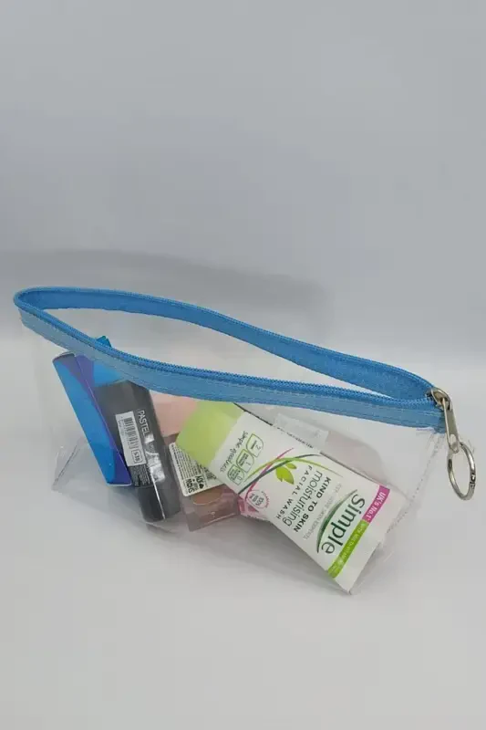 Turquoise, Transparent Triangle Makeup Bag-Turquoise_transparent - 5