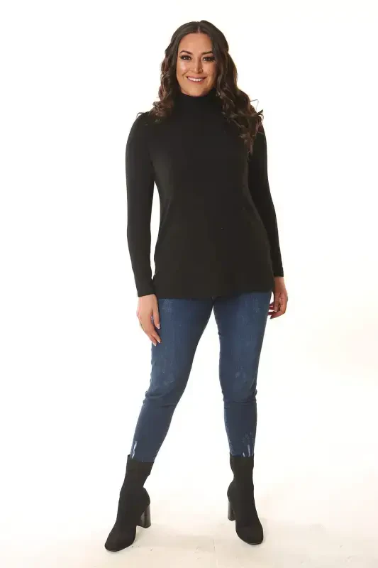 Turtle Neck Black Knitwear - 1