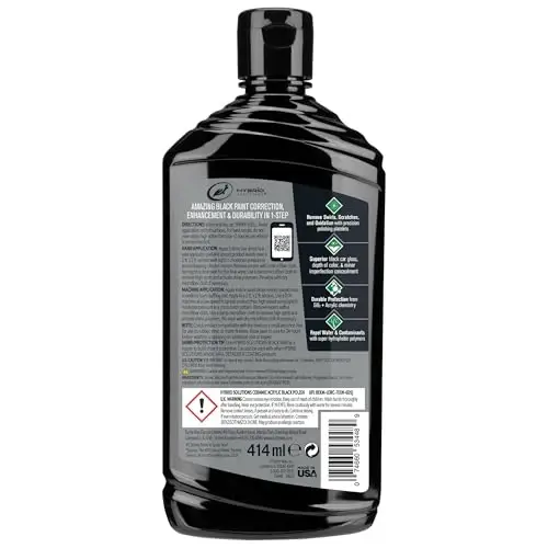 Turtle Wax Hybrid Solutions Ceramic Acrylic Black Car Polish and Wax, Car Scratch Remover & Car Paint Restorer for Black Cars, Deep Shine, Ceramic Coating Protection & Water Beading, 14 oz (Pack of 3) - 5