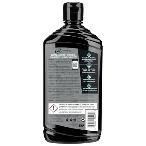 Turtle Wax Hybrid Solutions Ceramic Acrylic Black Car Polish and Wax, Car Scratch Remover & Car Paint Restorer for Black Cars, Deep Shine, Ceramic Coating Protection & Water Beading, 14 oz (Pack of 3) - 6