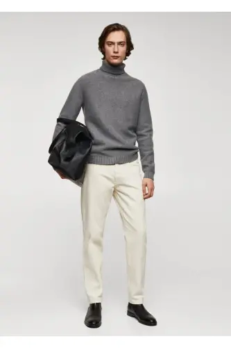 Turtleneck knit sweater - Medium Heather Gray - MANGO MAN (1)