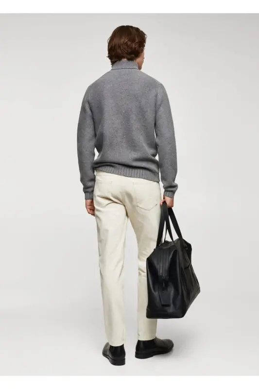 Turtleneck knit sweater - Medium Heather Gray - 4