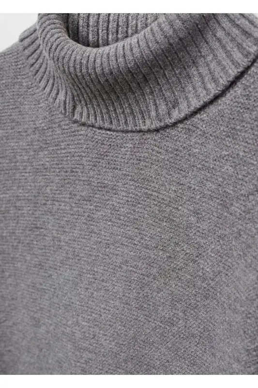 Turtleneck knit sweater - Medium Heather Gray - 5