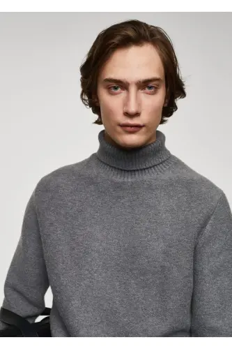 Turtleneck knit sweater - Medium Heather Gray - 6
