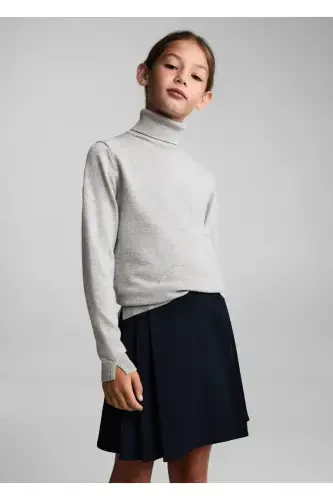 Turtleneck knit sweater - Medium Heather Grey - 1