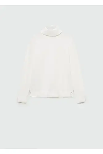 Turtleneck knit sweater-Off White - 1