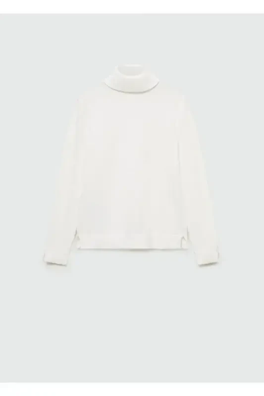 Turtleneck knit sweater-Off White - 1