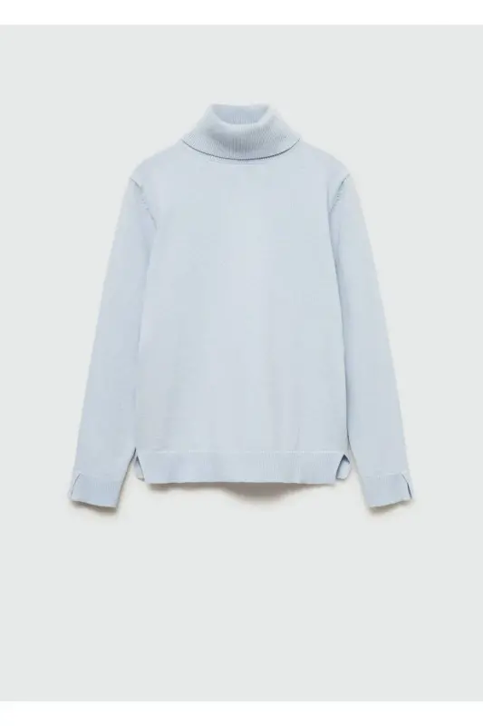 Turtleneck knit sweater-Sky Blue - MANGO KIDS