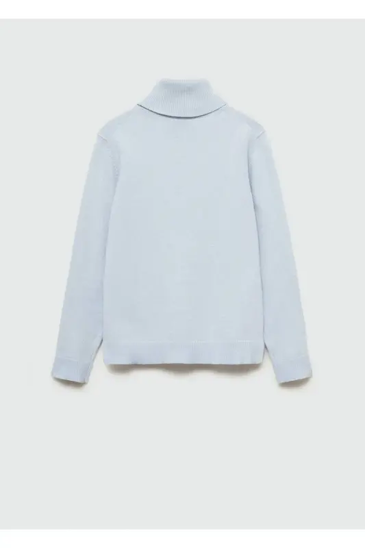 Turtleneck knit sweater-Sky Blue - 2