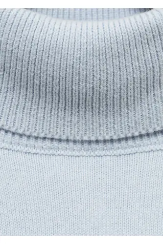 Turtleneck knit sweater-Sky Blue - 3