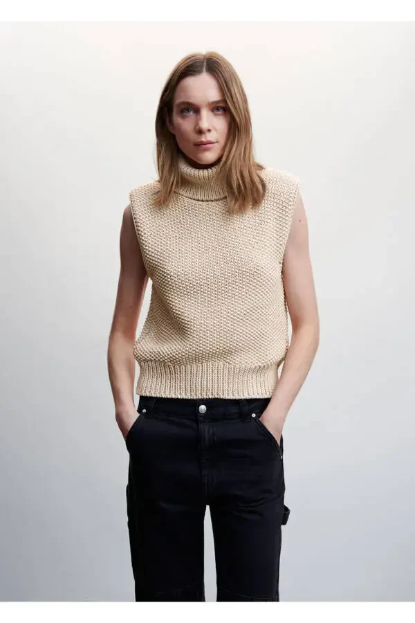 Turtleneck Knitted Vest - 1