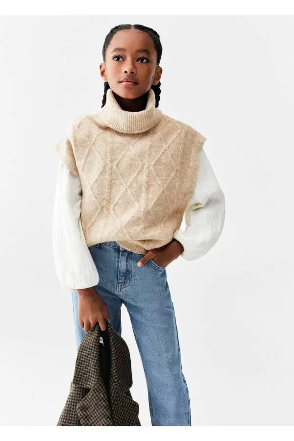 Turtleneck Knitted Vest - 2
