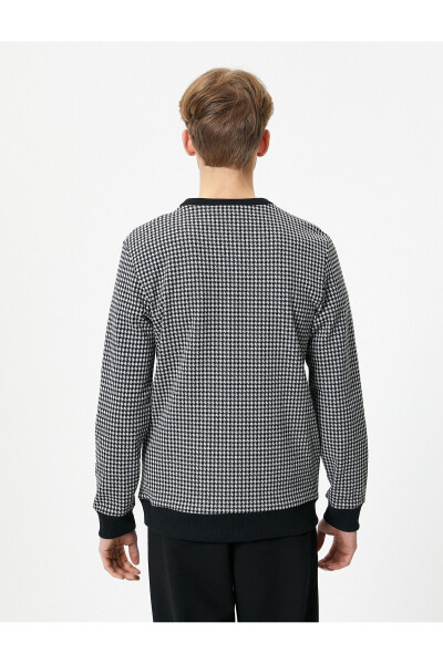 Turtleneck Sweater Houndstooth Pattern Long Sleeve - 4