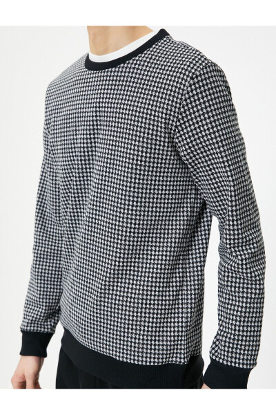 Turtleneck Sweater Houndstooth Pattern Long Sleeve - 5