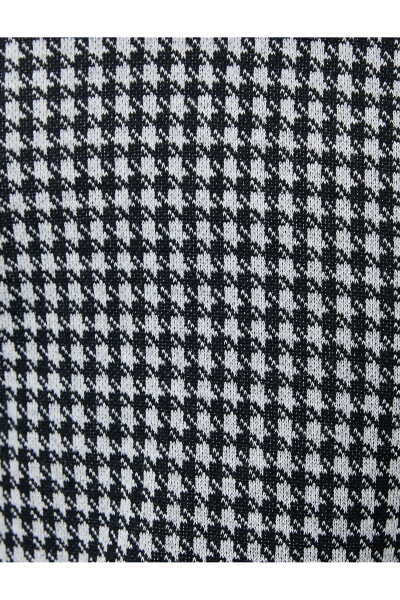 Turtleneck Sweater Houndstooth Pattern Long Sleeve - 6