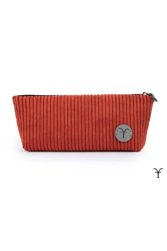 Turuncu Nafis Qo'lda Yasalgan Qalin Fitilli Baxmal Pardoz Sumkasi-Turuncu - AFTARIES